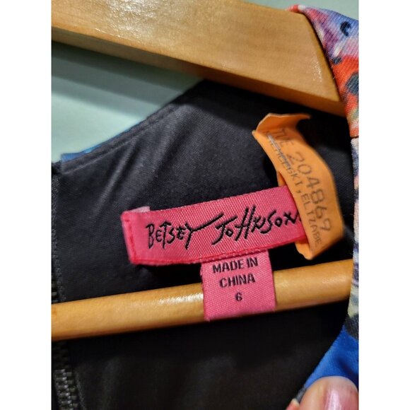 Betsey Johnson Multicolor Floral Cap Sleeve Midi Dress Scuba Lined Sz 6 - Picture 5 of 5